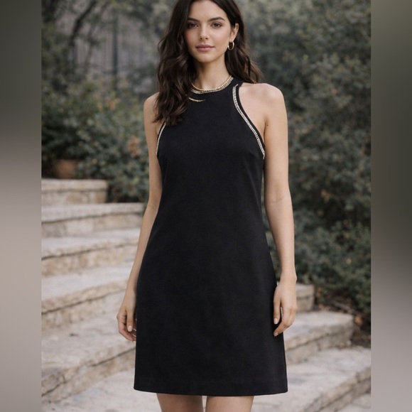 LOFT Dresses & Skirts - LOFT Petites Black sequined Halter Dress Size 0P Stretch 34” Length